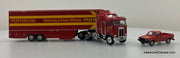 Brekina 1:87 Kenworth K100 Aerodyne Sleeper Tractor w/Car Carrier Trailer & VW Caddy Pick-Up: Momo Wheels