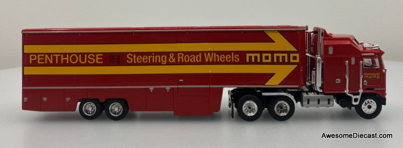 Brekina 1:87 Kenworth K100 Aerodyne Sleeper Tractor w/Car Carrier Trailer & VW Caddy Pick-Up: Momo Wheels