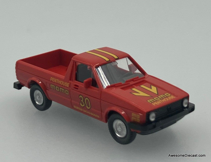 Brekina 1:87 Kenworth K100 Aerodyne Sleeper Tractor w/Car Carrier Trailer & VW Caddy Pick-Up: Momo Wheels