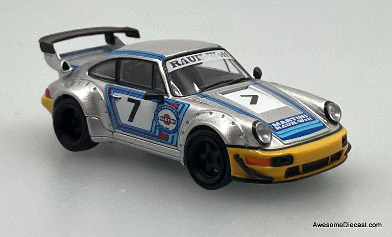 Porsche 964 RWB, Silver Ichiban Boshi #7 1:64 Diecast Model Car by Model M