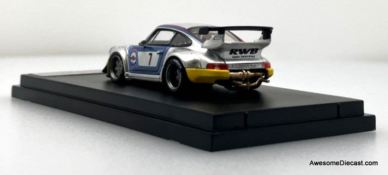 Porsche 964 RWB Wide Body, Silver #7 1:64 Diecast Model Car by Street Weapon