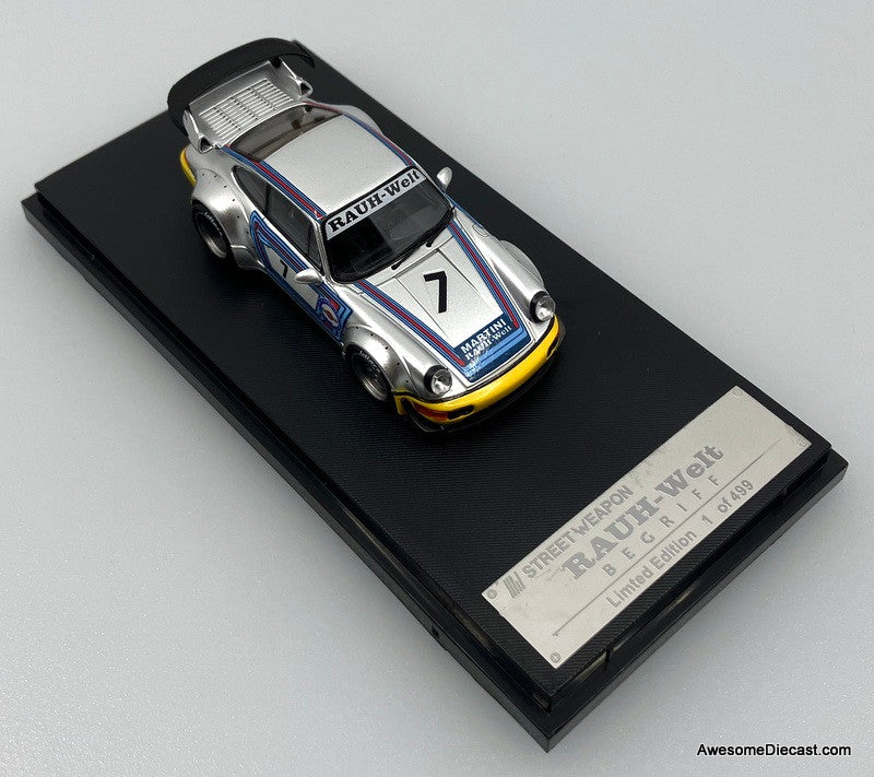 Porsche 964 RWB Wide Body, Silver #7 1:64 Diecast Model Car by Street Weapon