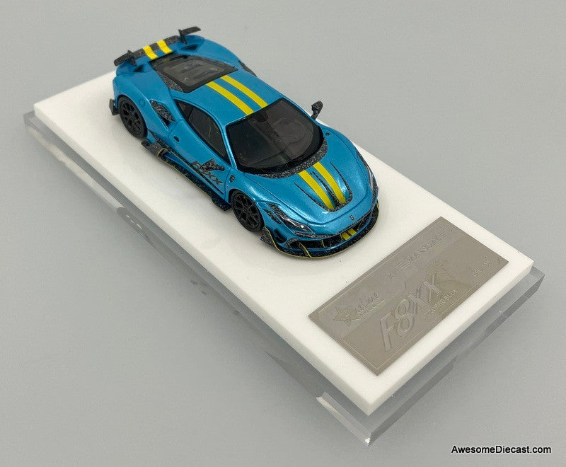 【限定499台】Ferrari F8XX MANSORY 1/64ミニカー Fuel Me 1:64 Ferrari F8XX Mansory, Metallic Blue – Awesome Diecast LLC