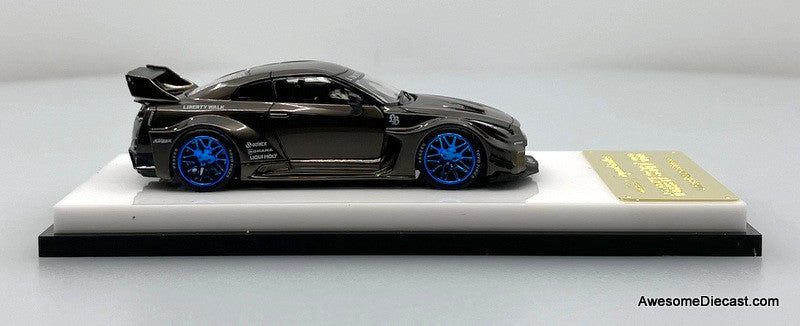 Nissan GT-R R35 Liberty Walk, Chromed Pearl Gray 1:64 Diecast Model Car by My Model Collect
