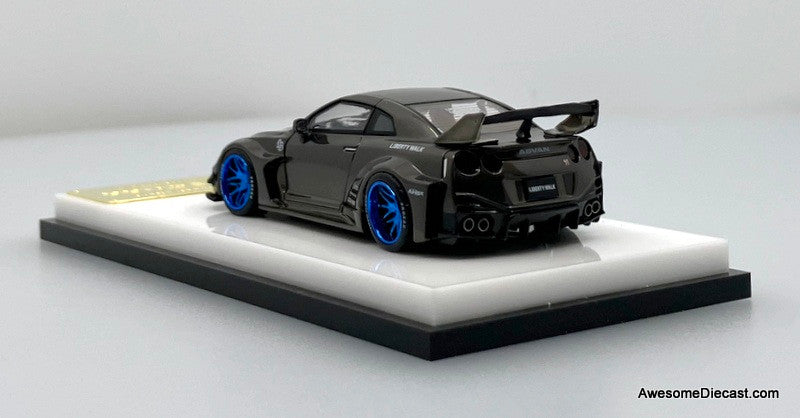 Nissan GT-R R35 Liberty Walk, Chromed Pearl Gray 1:64 Diecast Model Car by My Model Collect