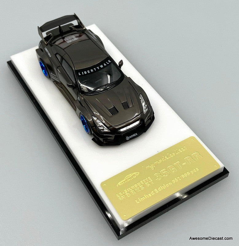 Nissan GT-R R35 Liberty Walk, Chromed Pearl Gray 1:64 Diecast Model Car by My Model Collect