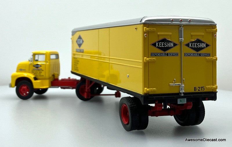 1955 Ford C-700 Day Cab w/Vintage Trailer: Keeshin Dependable Service 1:43 Diecast/ABS Plastic Model Truck by Altaya