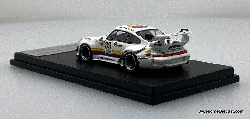 Porsche 993 RWB, #89 White w/Figure: Apple 1:64 Diecast Model Car by My Model Collect
