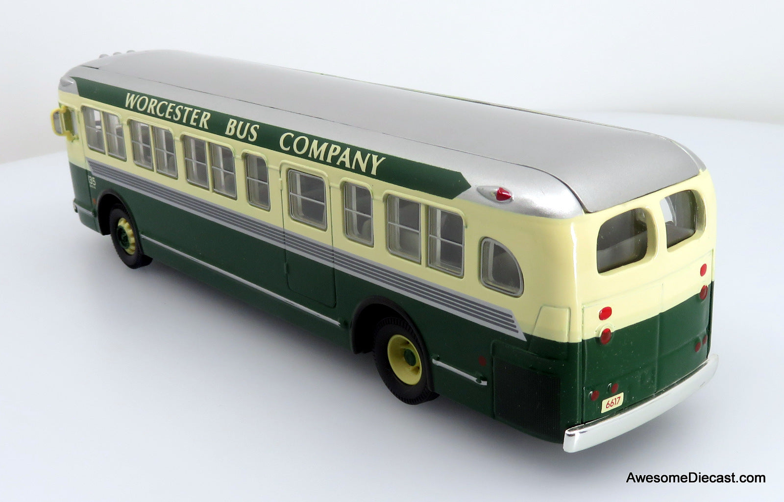 GM 4515 Coach Bus: Worcester, MA - 1:50 Diecast Model Bus by Corgi