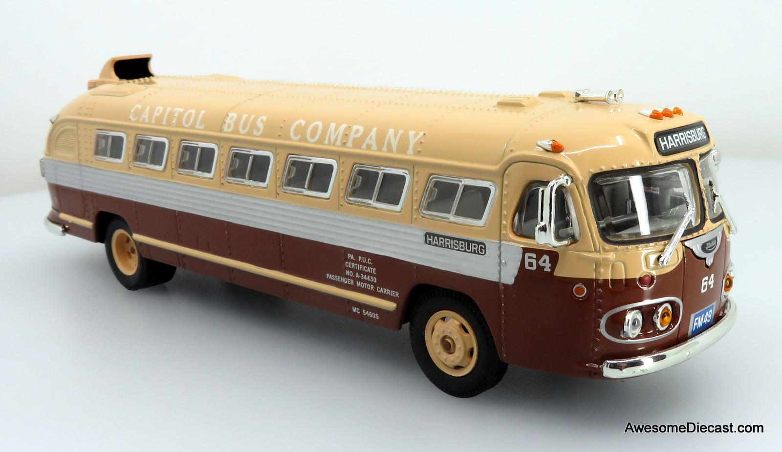 Flxible Clipper Transit Bus: Capitol Bus Company, Destination Harrisburg - 1:50 Diecast Model Bus by Corgi