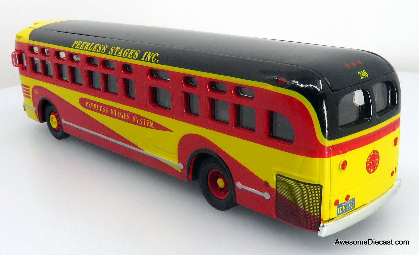 GM 4509 Transit Bus: Peerless Stages System - 1:50 Diecast Model Bus by Corgi