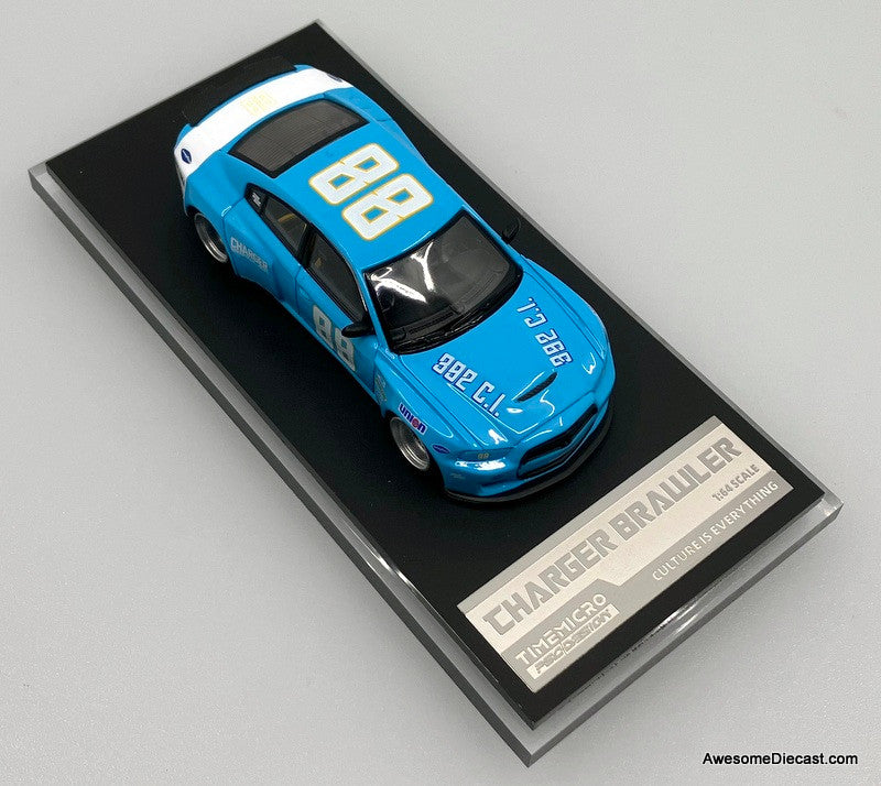 Dodge Charger Brawler #88, Blue 1:64 Diecast Model Car by Time Micro