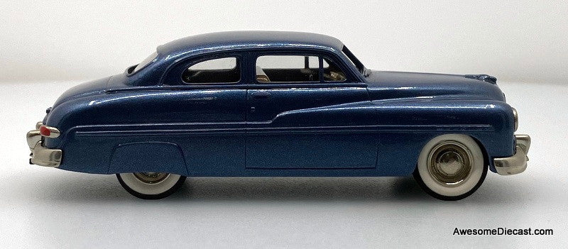 1949 Mercury 2 Door Coupe, Metallic Blue 1:43 White Metal Model Car by The Brooklin Collection