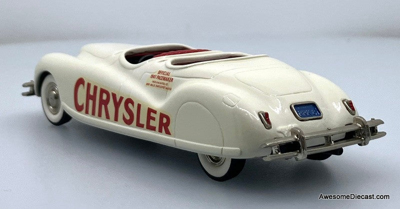 1941 Chrysler Newport, White: Indianapolis Pace Car 1:43 White Metal Model Car by The Brooklin Collection