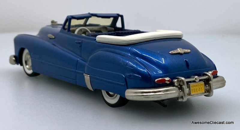 1948 Buick Roadmaster Convertible, Metallic Blue 1:43 White Metal Model Car by The Brooklin Collection