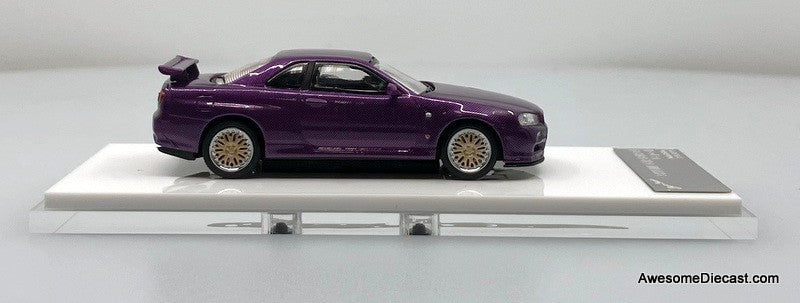 Nissan Skyline GT-R R34, Purple Carbon Fiber 1:64 Diecast Model Car by Stance Hunters