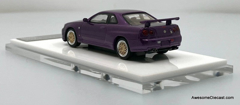Nissan Skyline GT-R R34, Purple Carbon Fiber 1:64 Diecast Model Car by Stance Hunters