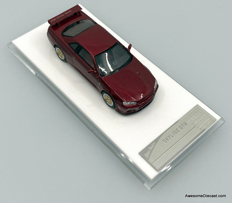Nissan Skyline GT-R R34, Red Carbon Fiber 1:64 Diecast Model Car by Stance Hunters