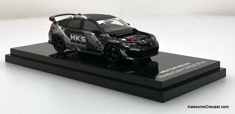 Honda Civic Type R (FL5), Matte Black: HKS Livery 1:64 Diecast Model Car by MotorHelix