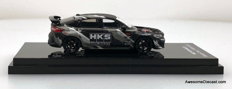 Honda Civic Type R (FL5), Matte Black: HKS Livery 1:64 Diecast Model Car by MotorHelix