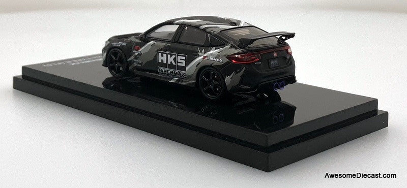 Honda Civic Type R (FL5), Matte Black: HKS Livery 1:64 Diecast Model Car by MotorHelix