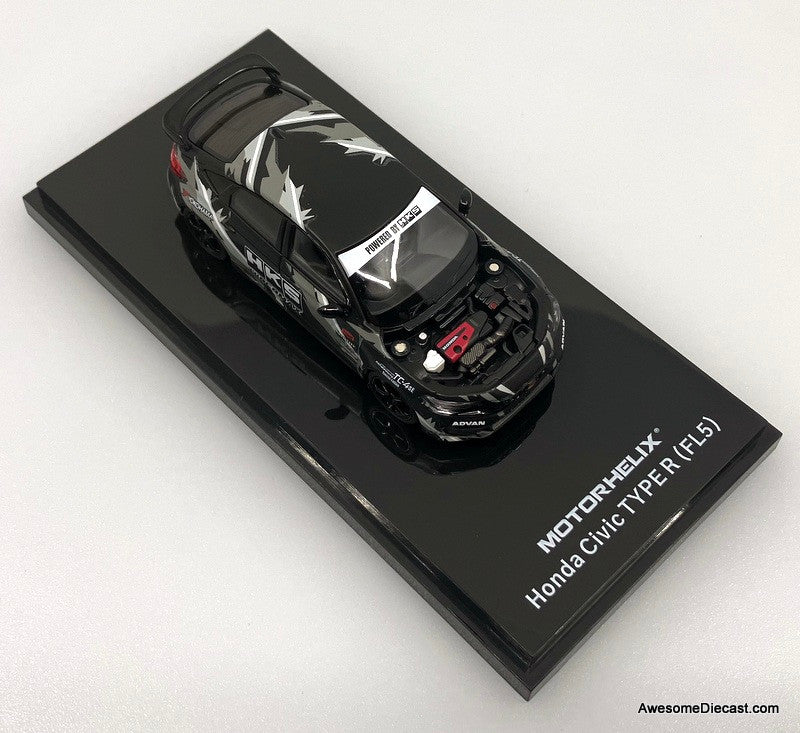 Honda Civic Type R (FL5), Matte Black: HKS Livery 1:64 Diecast Model Car by MotorHelix