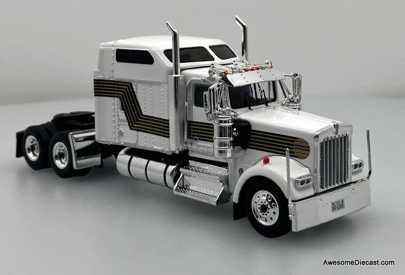 1995 Kenworth W900 Sleeper Tractor, White 1:64 Diecast Model Truck by IXO