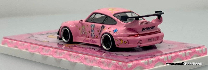 Porsche 993 RWB Wide Body, Pink: Sailor Moon 1:64 Diecast Model Car by ZJWJ Models