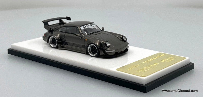 Porsche 964 RWB High Wing, Chrome Gray Pearl 1:64 Diecast Model Car by My Model Collect