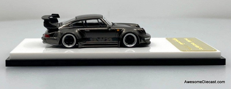 Porsche 964 RWB High Wing, Chrome Gray Pearl 1:64 Diecast Model Car by My Model Collect