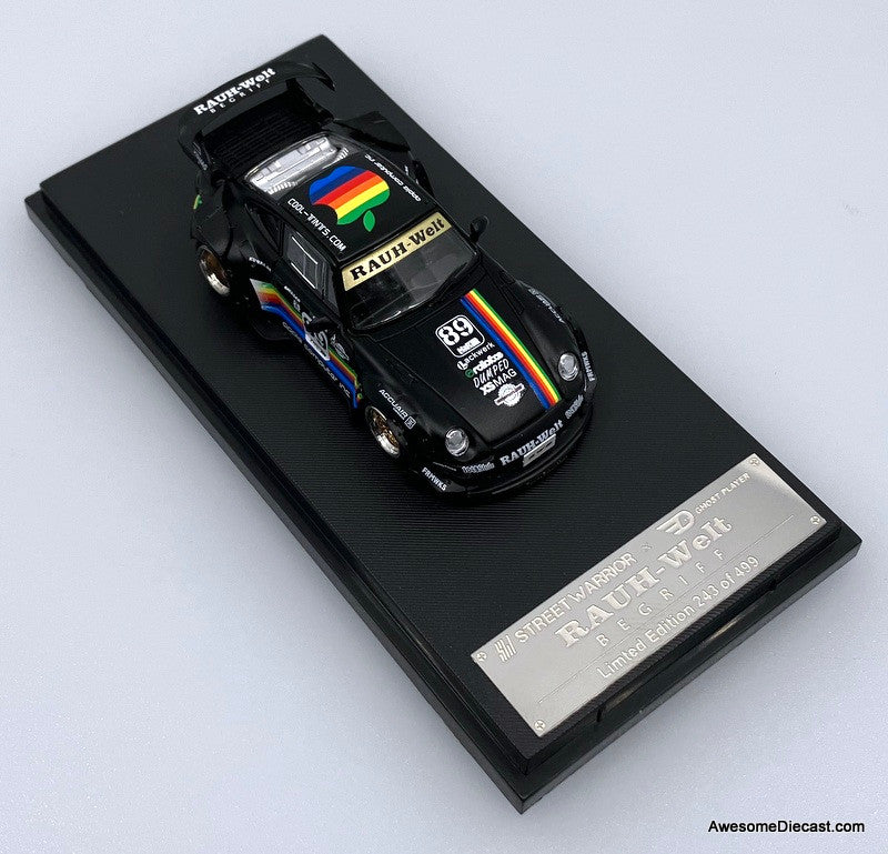 Porsche 993 #89 Matte Black: Apple Livery 1:64 Diecast Model Car by Street Warrior