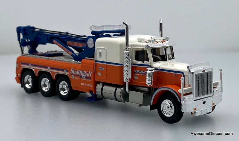 Peterbilt 359 Tri-Axle Heavy Duty Tow Truck: Suburban Towing 1:87 ABS Plastic Model Truck by Brekina