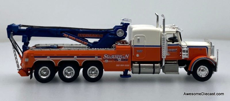 Peterbilt 359 Tri-Axle Heavy Duty Tow Truck: Suburban Towing 1:87 ABS Plastic Model Truck by Brekina