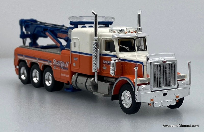 Peterbilt 359 Tri-Axle Heavy Duty Tow Truck: Suburban Towing 1:87 ABS Plastic Model Truck by Brekina