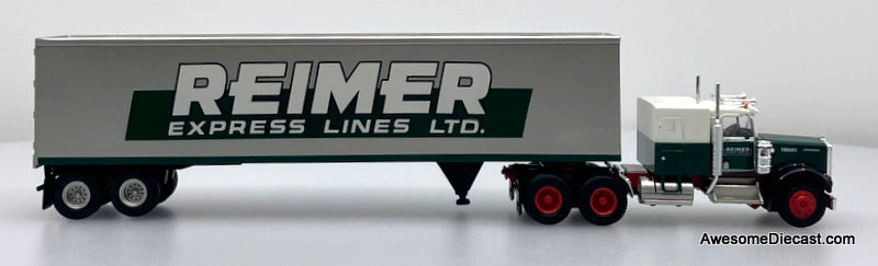 Kenworth W900 Sleeper Tractor w/40' Dry Goods Trailer: Reimer Express Lines 1:87 ABS Plastic Model Truck by Brekina