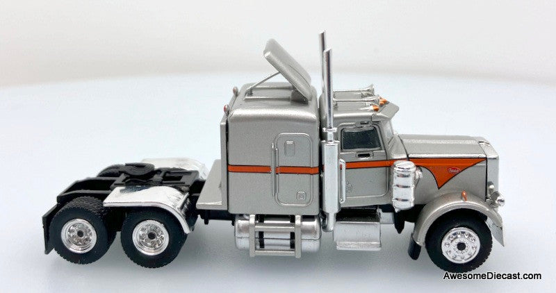 Brekina 1:87 Peterbilt 359 Sleeper Tractor, Silver/Orange