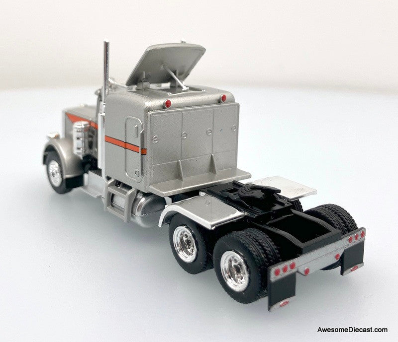 Brekina 1:87 Peterbilt 359 Sleeper Tractor, Silver/Orange