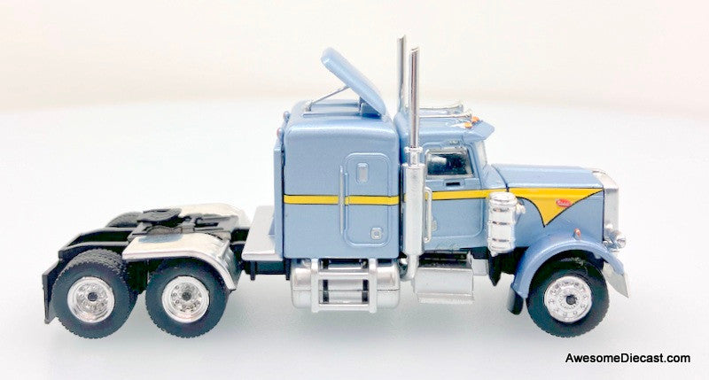 Brekina 1:87 Peterbilt 359 Sleeper Tractor, Blue/Yellow