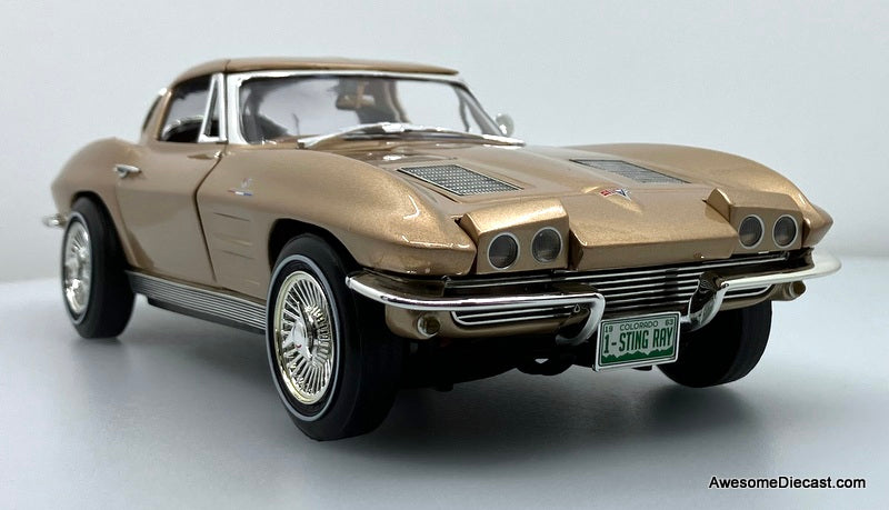 1963 Chevrolet Corvette Coupe, Saddle Metallic 1:18 Diecast Model Car by Auto World