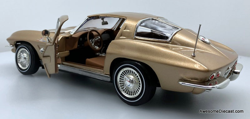 1963 Chevrolet Corvette Coupe, Saddle Metallic 1:18 Diecast Model Car by Auto World