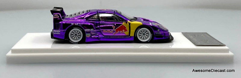 DEMON KING 1/64 LBWK F40 パープル Ferrari F40 Liberty Walk, Purple Chrome, Red Bull w/Diorama Box