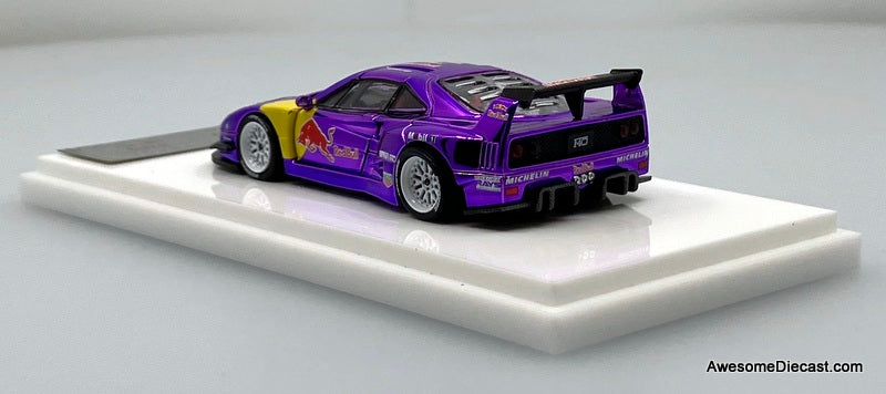 DEMON KING 1/64 LBWK F40 パープル Ferrari F40 Liberty Walk, Purple Chrome, Red Bull w/Diorama Box