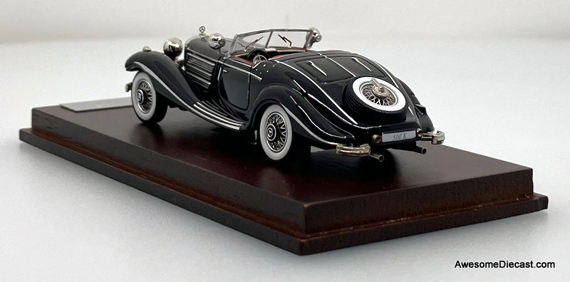 1935 Mercedes Benz 500K Convertible, Black 1:64 Diecast Model Car by Liberty64