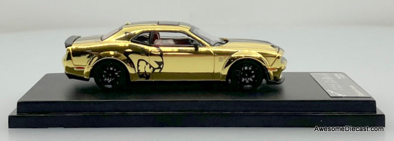 Dodge Challenger SRT Hellcat, Gold Chrome 1:64 Diecast Model Car by Stance Hunters