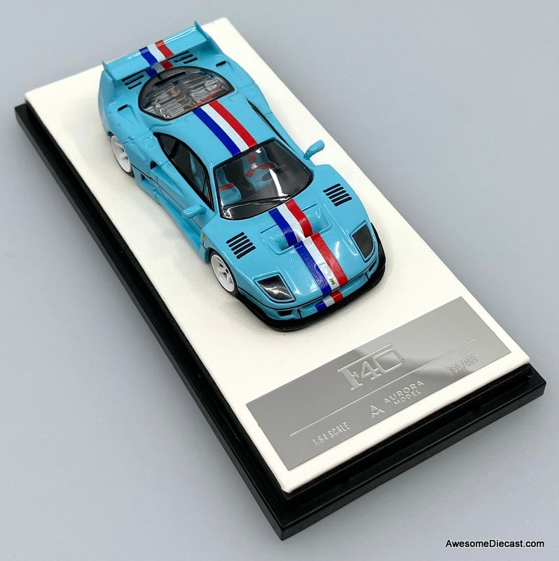 Ferrari F40 Modified, Tiffany Blue 1:64 Diecast Model car by Aurora Model
