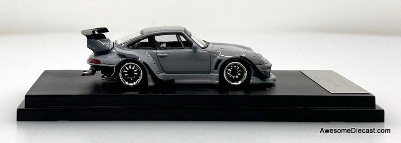 Porsche 993 RWB, Cement Gray 1:64 Diecast Model Car by Street Warrior