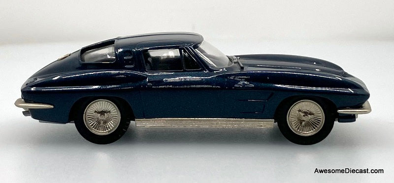 1963 Chevrolet Corvette Stingray Coupe, Metallic Blue 1:43 White Metal Model Car by Brooklin Models