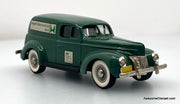1940 Ford Sedan Delivery, Green: Huggett Electrical Ltd 1:43 White Metal Model Car by Brooklin Models