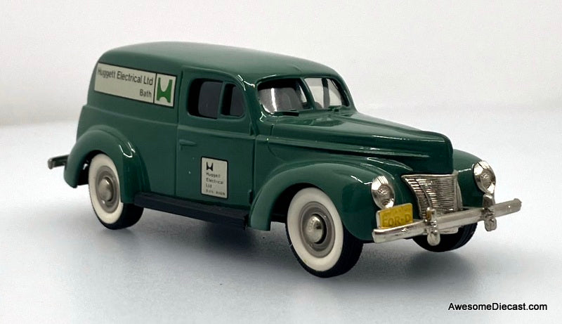 1940 Ford Sedan Delivery, Green: Huggett Electrical Ltd 1:43 White Metal Model Car by Brooklin Models
