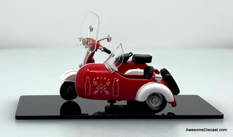 Arctic Scooter w/Side Car: Coca Cola 1:35 Diecast Model Motor Cycle by Tiny